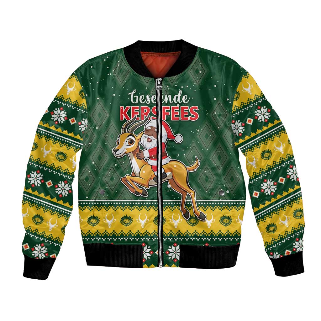 South Africa Christmas Bomber Jacket Funny Santa Riding Springbok LT05 - Wonder Print Shop