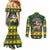 South Africa Christmas Couples Matching Mermaid Dress and Long Sleeve Button Shirt Funny Santa Riding Springbok