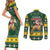 South Africa Christmas Couples Matching Short Sleeve Bodycon Dress and Long Sleeve Button Shirt Funny Santa Riding Springbok LT05 - Wonder Print Shop