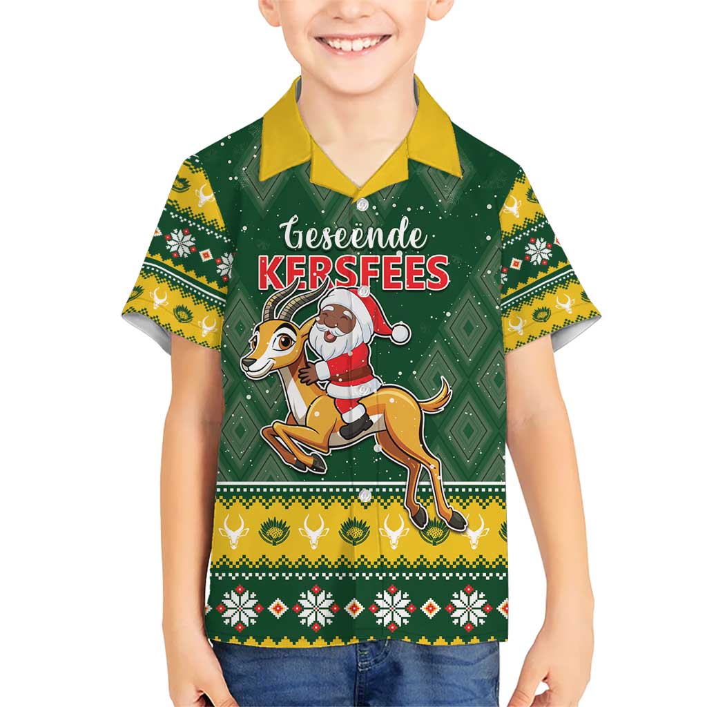 South Africa Christmas Kid Hawaiian Shirt Funny Santa Riding Springbok LT05 - Wonder Print Shop