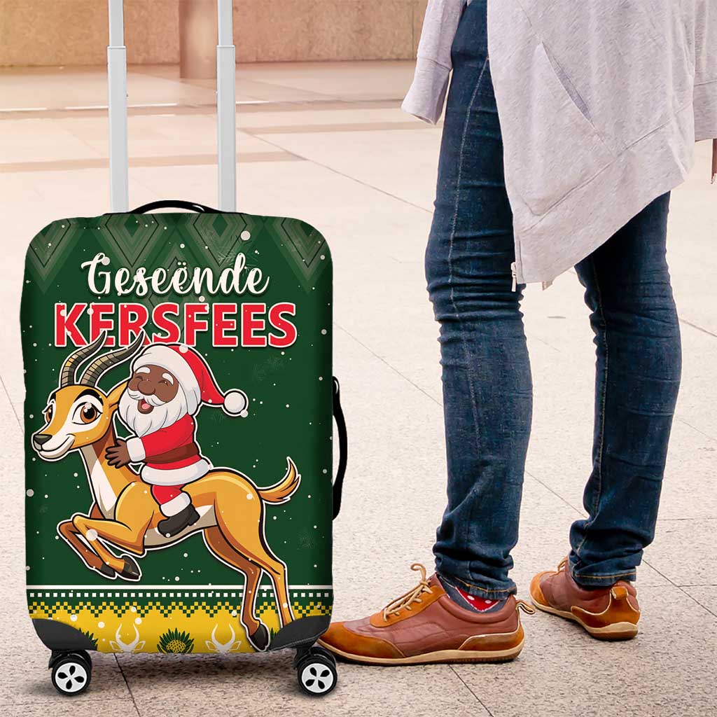 South Africa Christmas Luggage Cover Funny Santa Riding Springbok LT05 - Wonder Print Shop