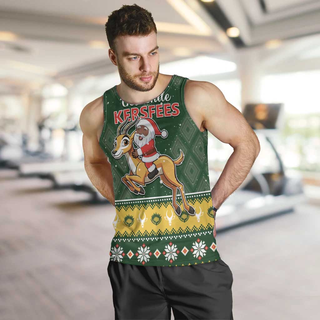 South Africa Christmas Men Tank Top Funny Santa Riding Springbok LT05 - Wonder Print Shop