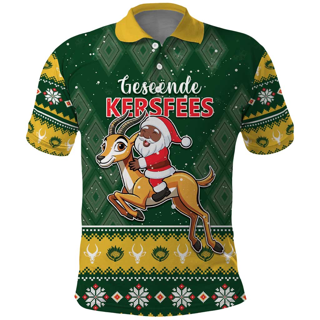 South Africa Christmas Polo Shirt Funny Santa Riding Springbok LT05 - Wonder Print Shop