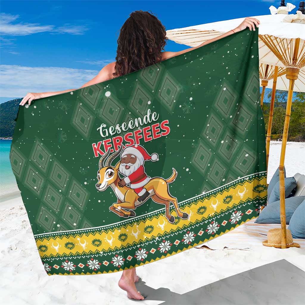 South Africa Christmas Sarong Funny Santa Riding Springbok