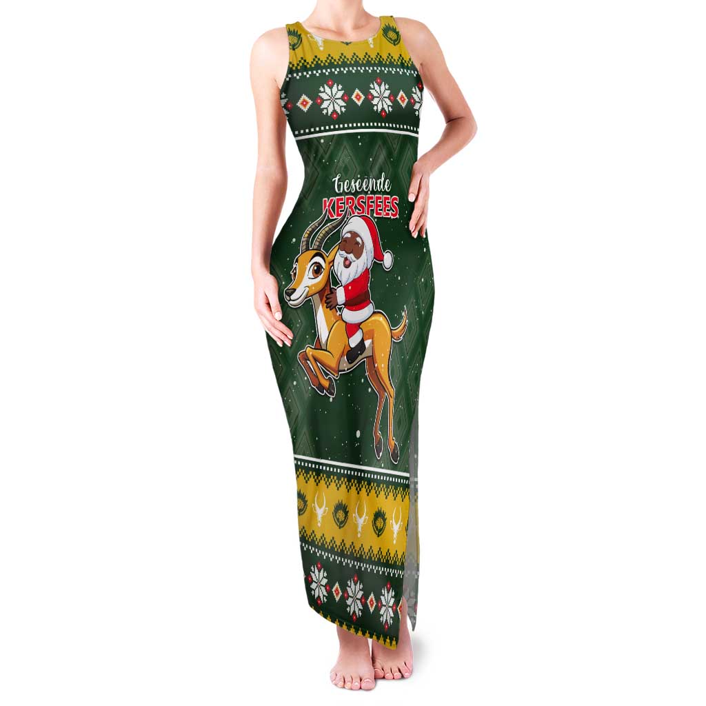 South Africa Christmas Tank Maxi Dress Funny Santa Riding Springbok