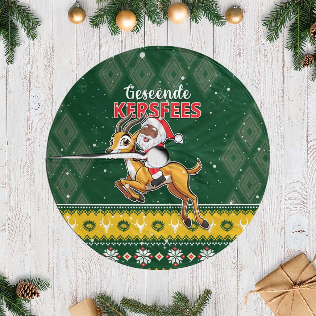 South Africa Christmas Tree Skirt Funny Santa Riding Springbok LT05 - Wonder Print Shop