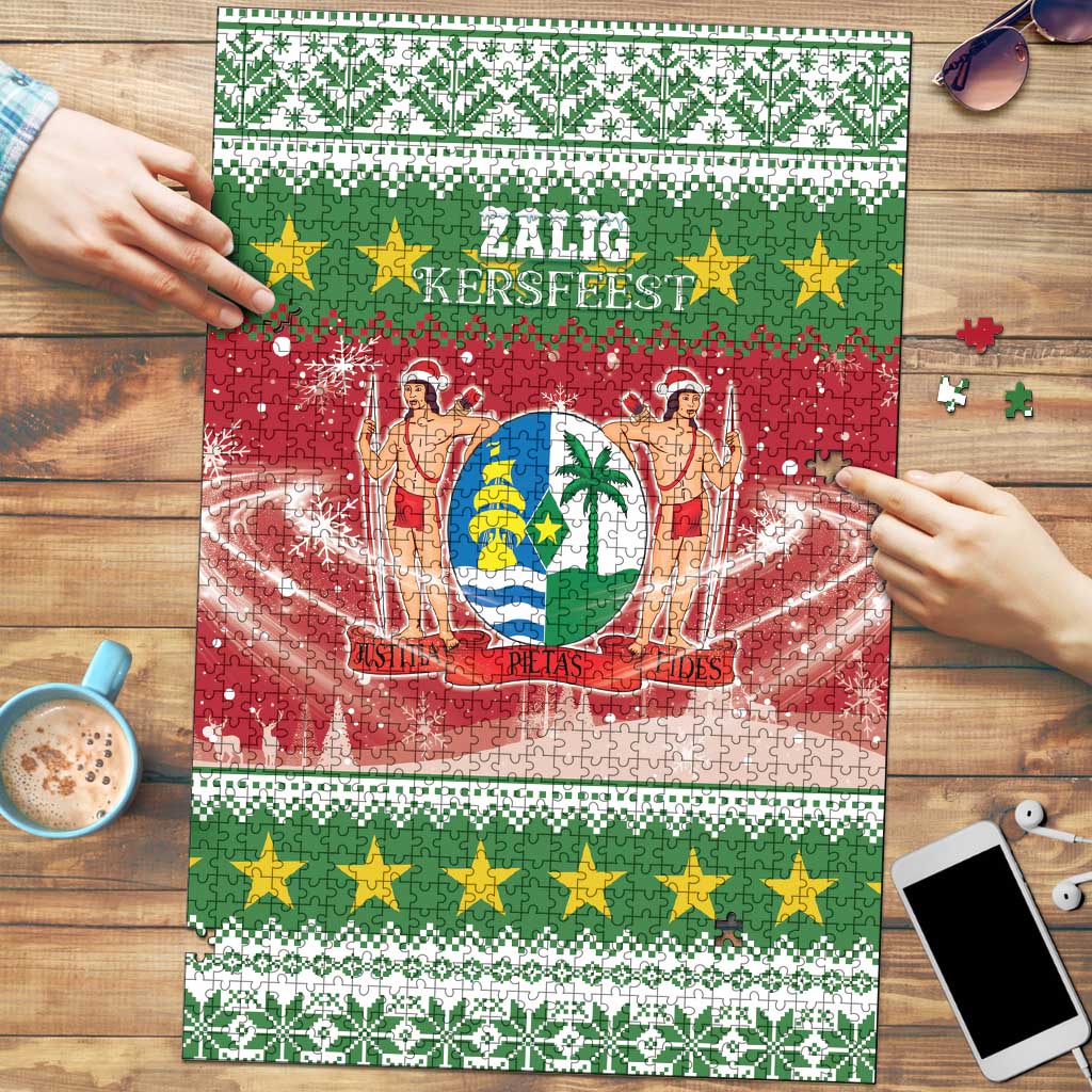 Suriname Christmas Puzzle Coat Of Arms Zalig Kersfeest - Wonder Print Shop