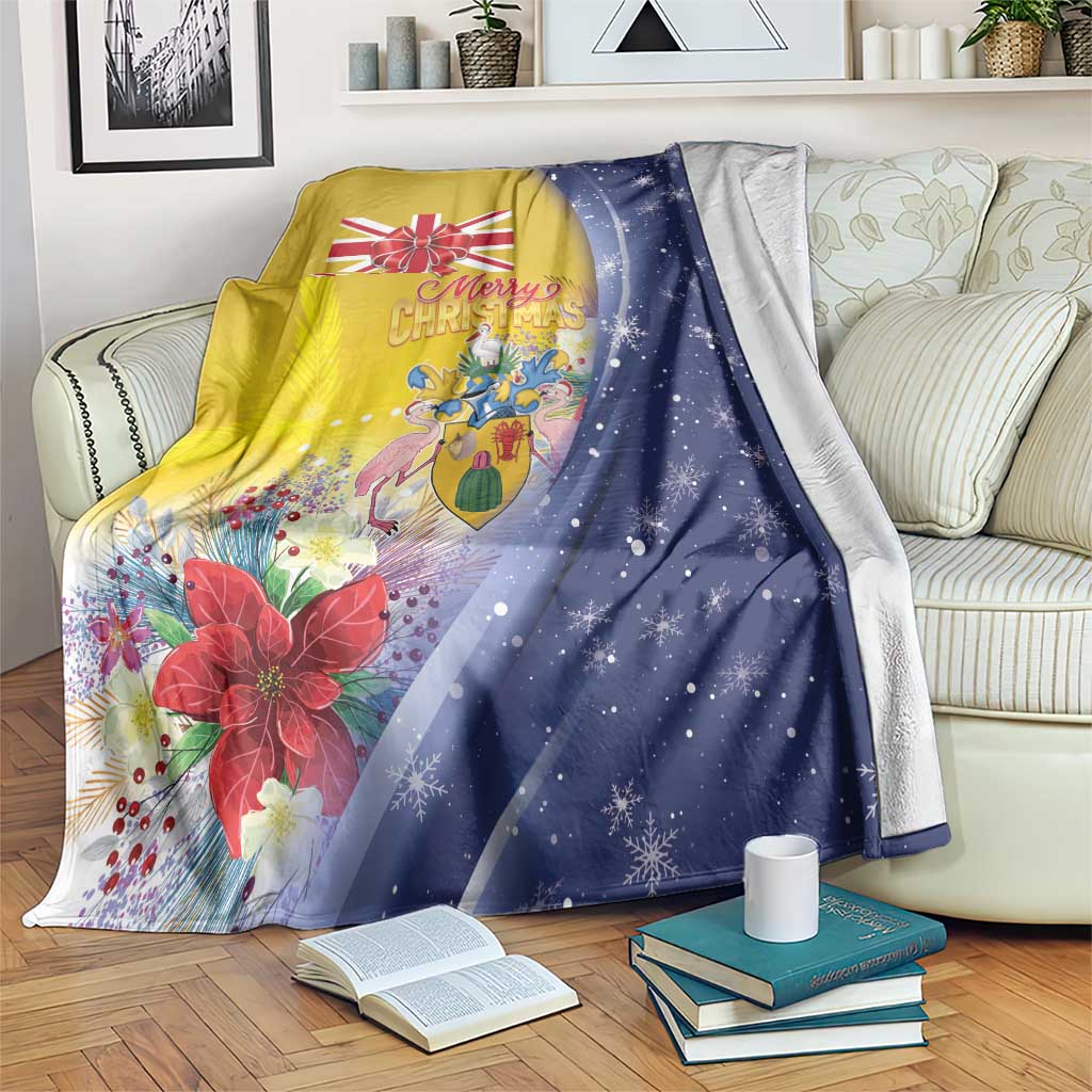 Turks And Caicos Islands Christmas Blanket Coquette Bow With Coat Of Arms - Wonder Print Shop