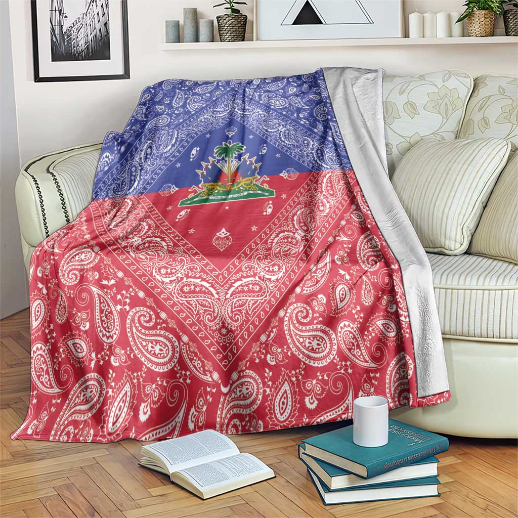 Haiti Paisley Blanket Haitian Flag Bandana Style - Wonder Print Shop