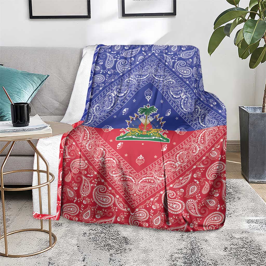 Haiti Paisley Blanket Haitian Flag Bandana Style - Wonder Print Shop