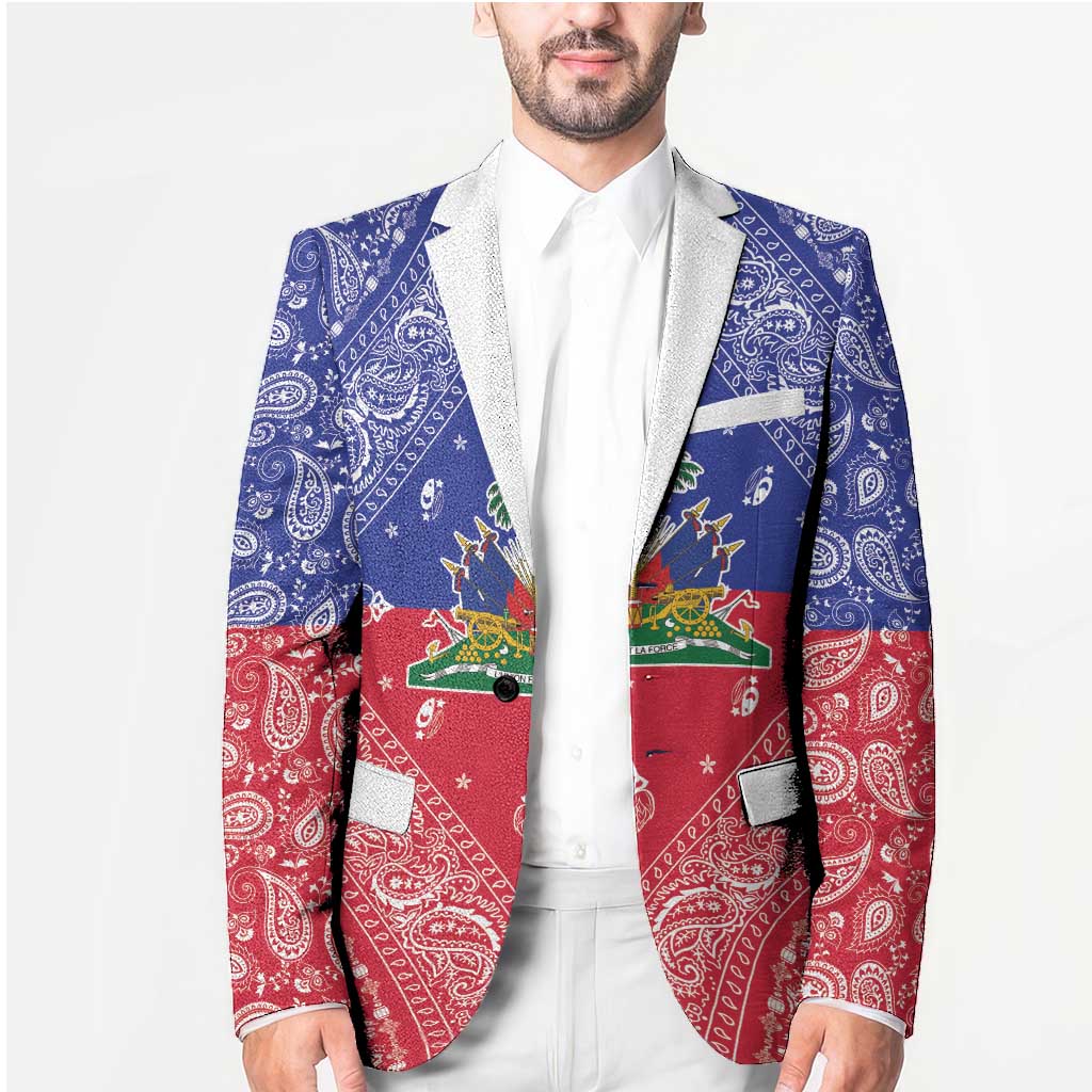 Haiti Paisley Blazer Haitian Flag Bandana Style - Wonder Print Shop