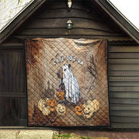 Square Halloween quilt blanket with diamond stitching, CAPY-BOO-RA cat and jack-o'-lanterns
