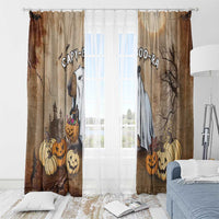 Halloween curtain panels with capybara ghost design, pumpkins, and Boo-Ra text on beige