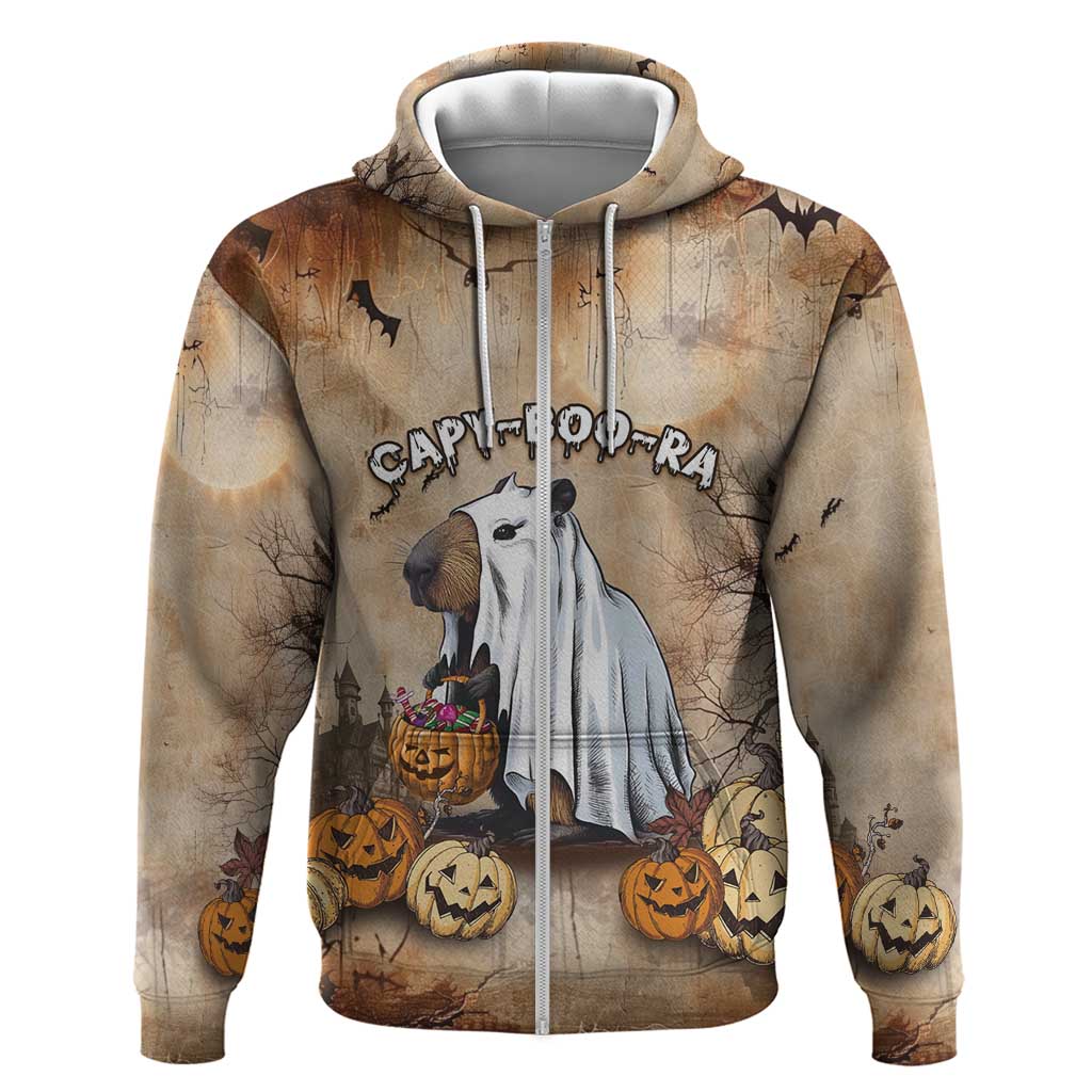 Halloween Capy Boo Ra Zip Hoodie Spooky Bara Season LT05 - Wonder Print Shop