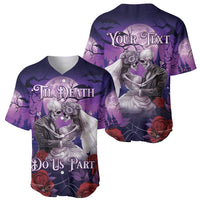 Purple skeleton couple baseball jersey pair: front 'Til Death...' and back 'Your Text'