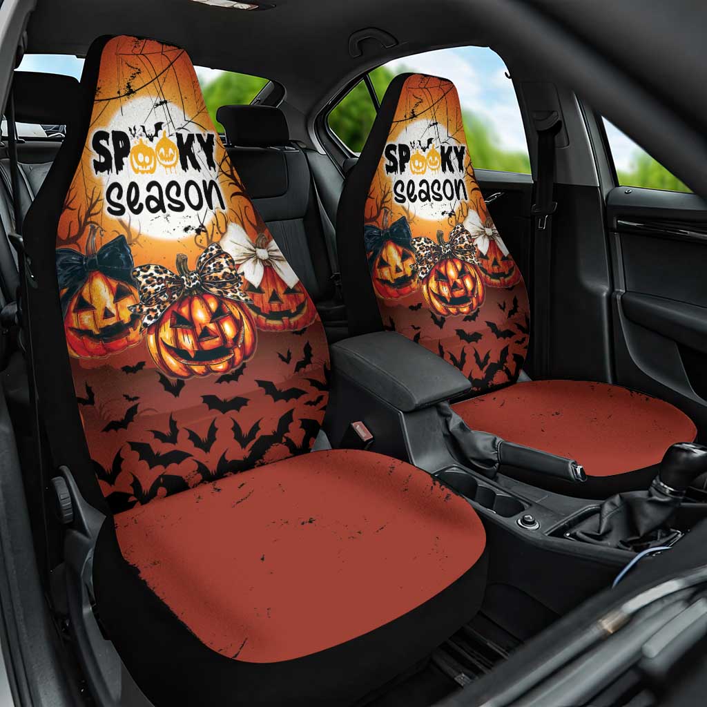 Coquette Pumpkin Halloween Car Seat Cover It's Spooky Season