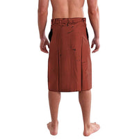 Solid reddish-brown lavalava sarong with stitched hem and waistband