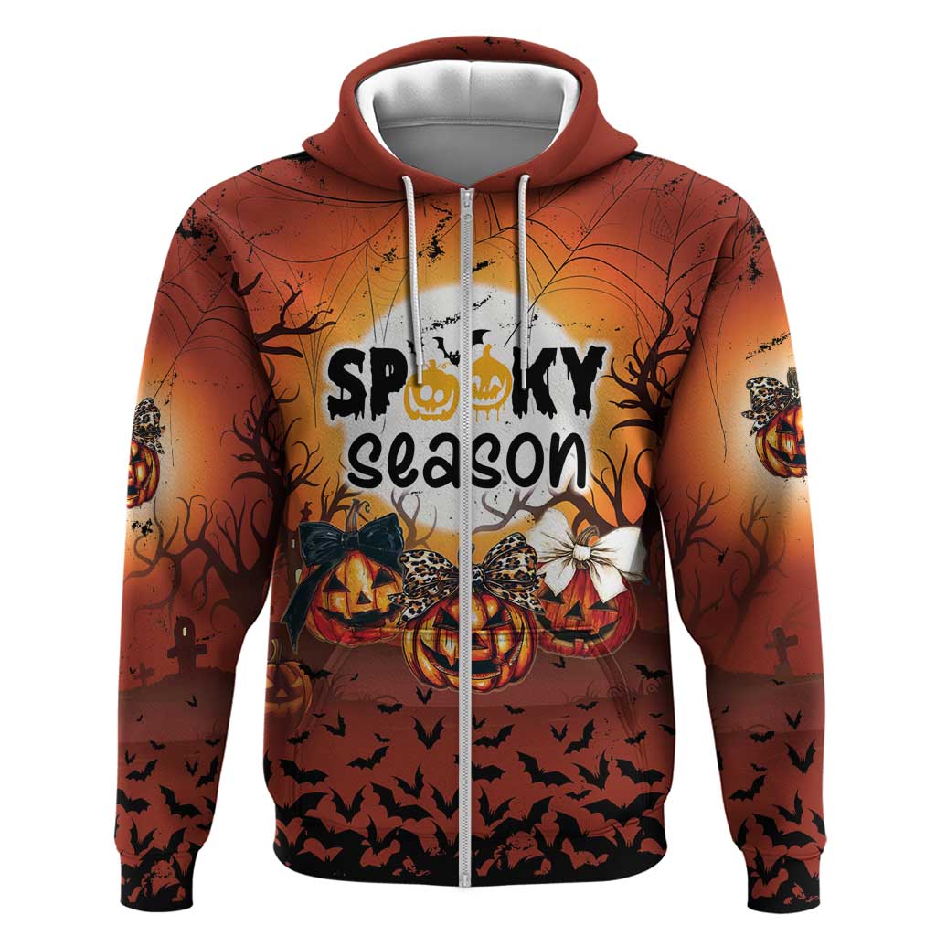 Coquette Pumpkin Halloween Zip Hoodie It's Spooky Season LT05 - Wonder Print Shop