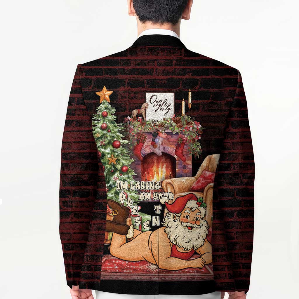 Funny Christmas Blazer Naughty Santa Im Laying On Your Present - Wonder Print Shop