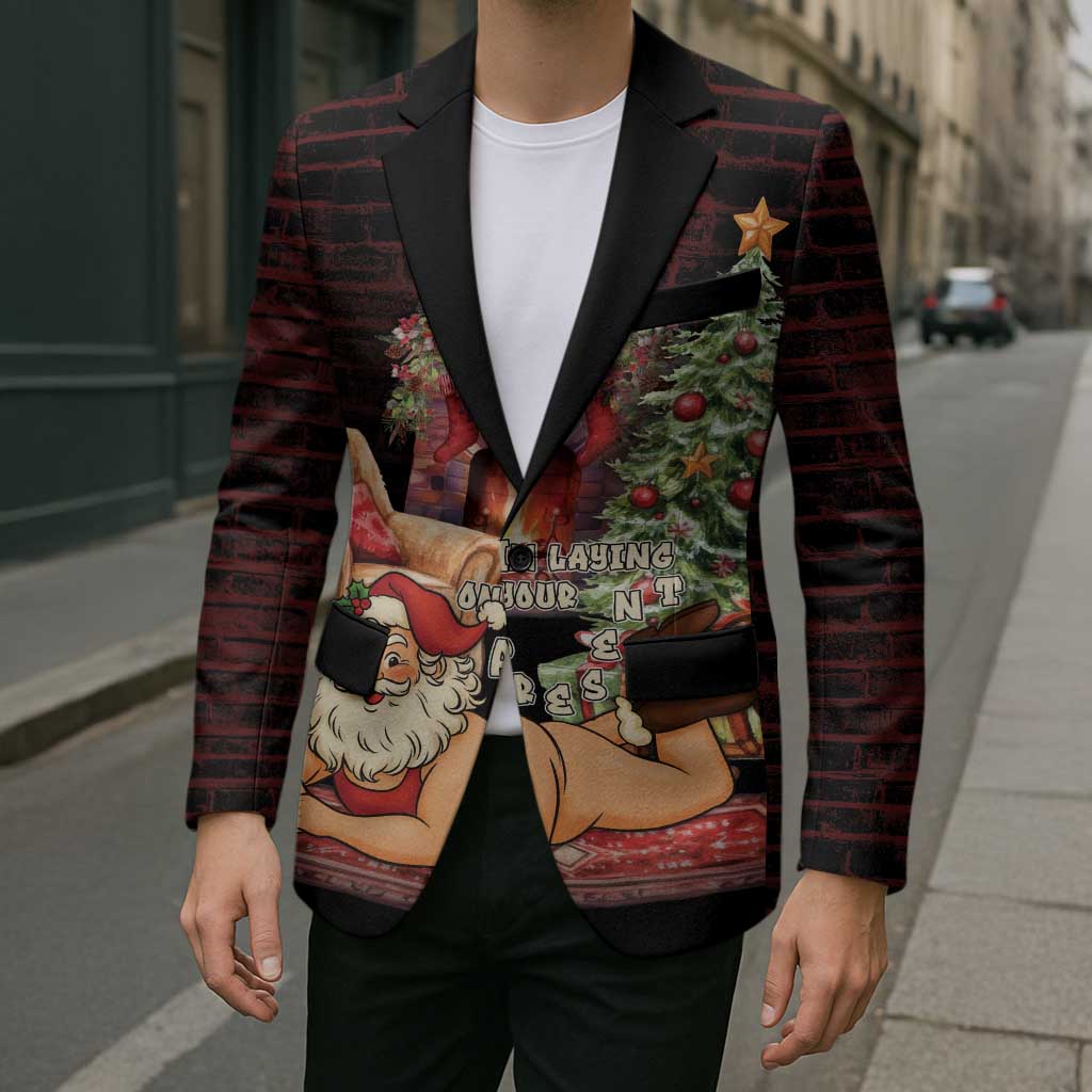 Funny Christmas Blazer Naughty Santa Im Laying On Your Present - Wonder Print Shop