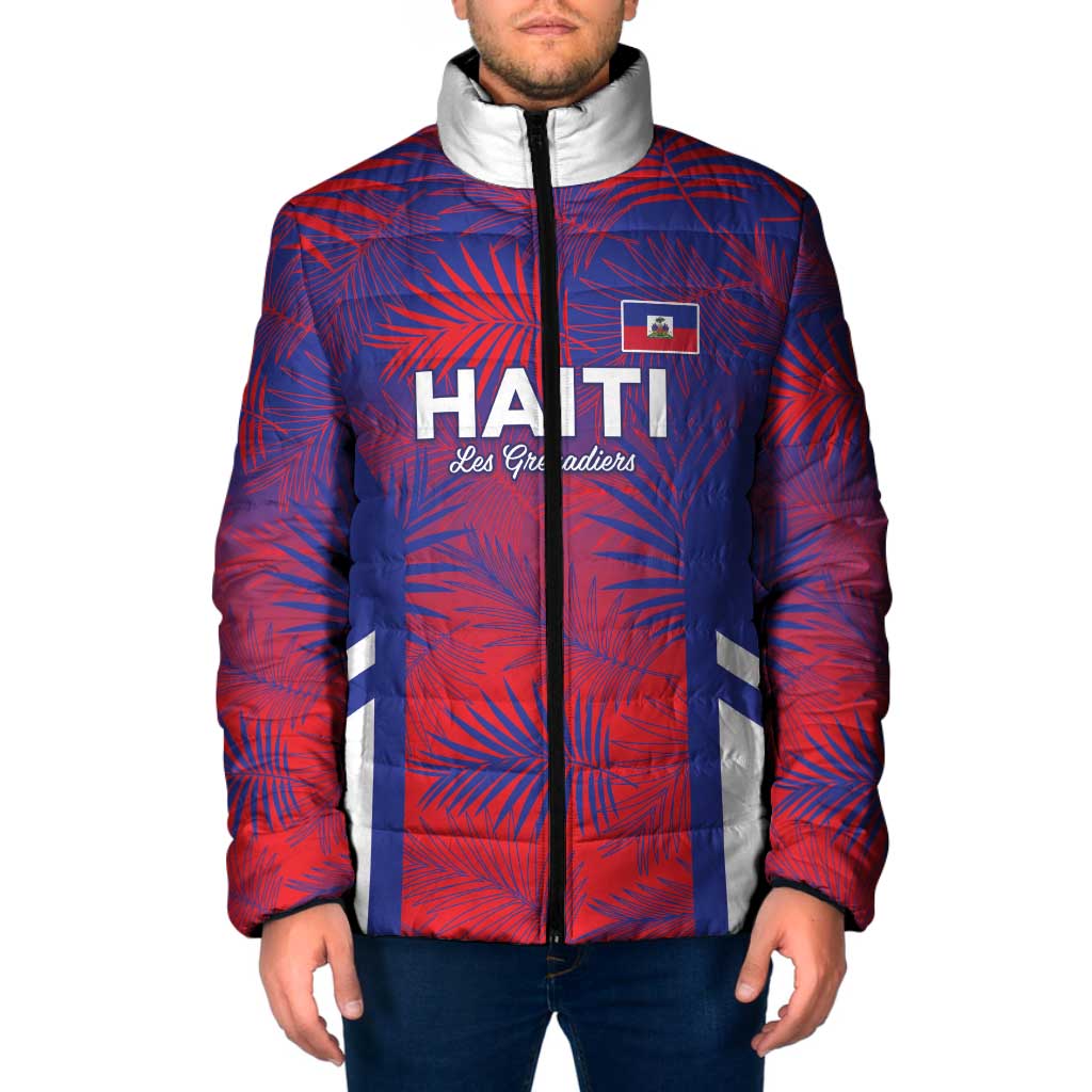 Custom Les Grenadiers Haiti Football Padded Jacket Tropical Vibes - Wonder Print Shop