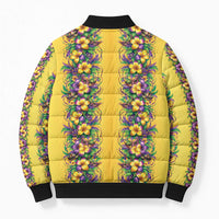 Aloha Hawaii Mardi Gras Bomber Puffer Jacket Gold Style
