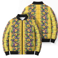 Aloha Hawaii Mardi Gras Bomber Puffer Jacket Gold Style