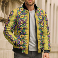 Aloha Hawaii Mardi Gras Bomber Puffer Jacket Gold Style