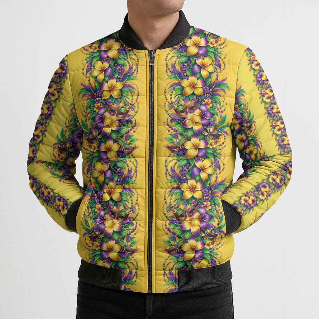 Aloha Hawaii Mardi Gras Bomber Puffer Jacket Gold Style