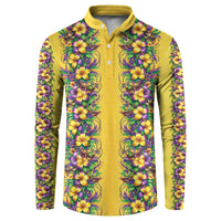 Aloha Hawaii Mardi Gras Button Sweatshirt Gold Style