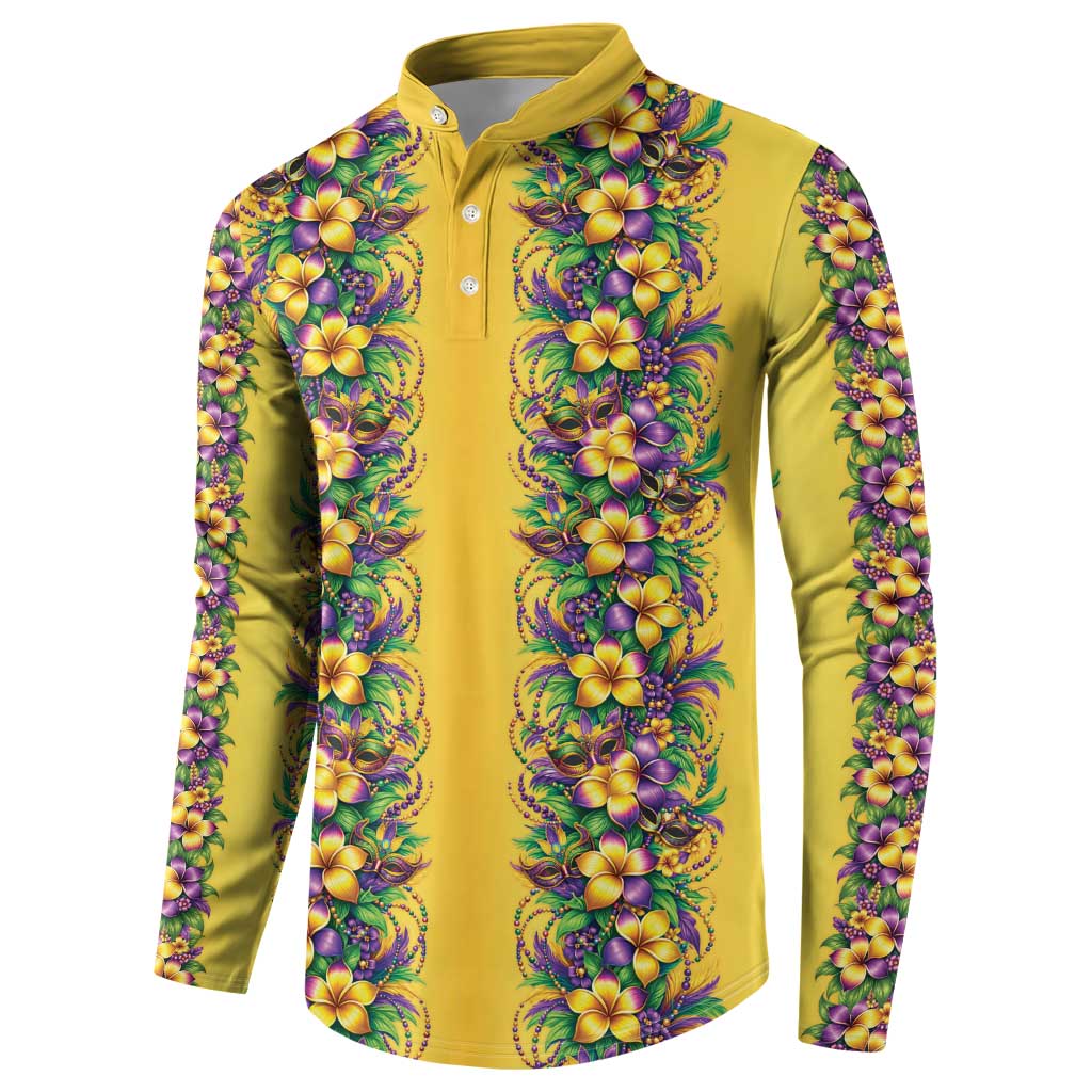 Aloha Hawaii Mardi Gras Button Sweatshirt Gold Style