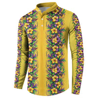 Aloha Hawaii Mardi Gras Button Sweatshirt Gold Style