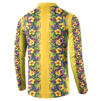 Aloha Hawaii Mardi Gras Button Sweatshirt Gold Style