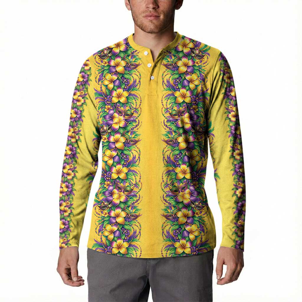 Aloha Hawaii Mardi Gras Button Sweatshirt Gold Style