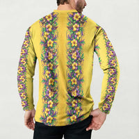 Aloha Hawaii Mardi Gras Button Sweatshirt Gold Style