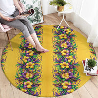Aloha Hawaii Mardi Gras Round Carpet Gold Style