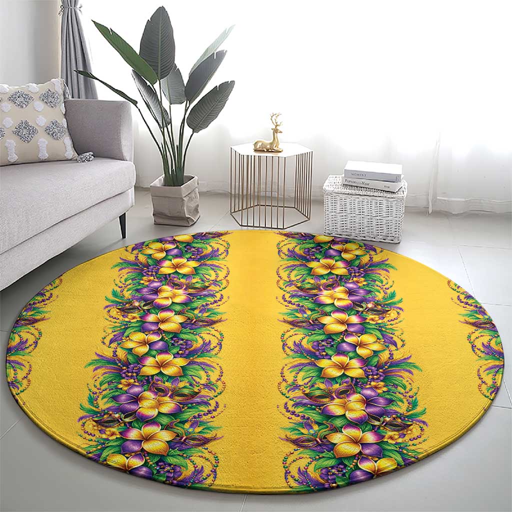 Aloha Hawaii Mardi Gras Round Carpet Gold Style