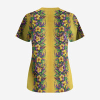 Aloha Hawaii Mardi Gras Scrub Top Gold Style