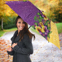 Hawaii Mardi Gras Umbrella Plumeria Lei Beads Glitter Style