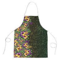 Hawaii Mardi Gras Apron Tropical Flowers Glitter Style