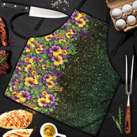 Hawaii Mardi Gras Apron Tropical Flowers Glitter Style