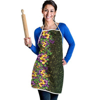 Hawaii Mardi Gras Apron Tropical Flowers Glitter Style