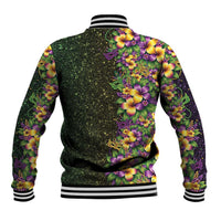 Hawaii Mardi Gras Baseball Jacket Tropical Flowers Glitter Style