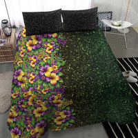 Hawaii Mardi Gras Bedding Set Tropical Flowers Glitter Style