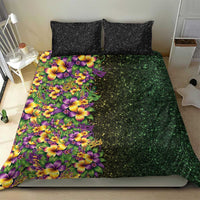 Hawaii Mardi Gras Bedding Set Tropical Flowers Glitter Style