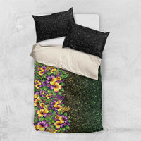 Hawaii Mardi Gras Bedding Set Tropical Flowers Glitter Style