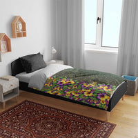 Hawaii Mardi Gras Bedding Set Tropical Flowers Glitter Style