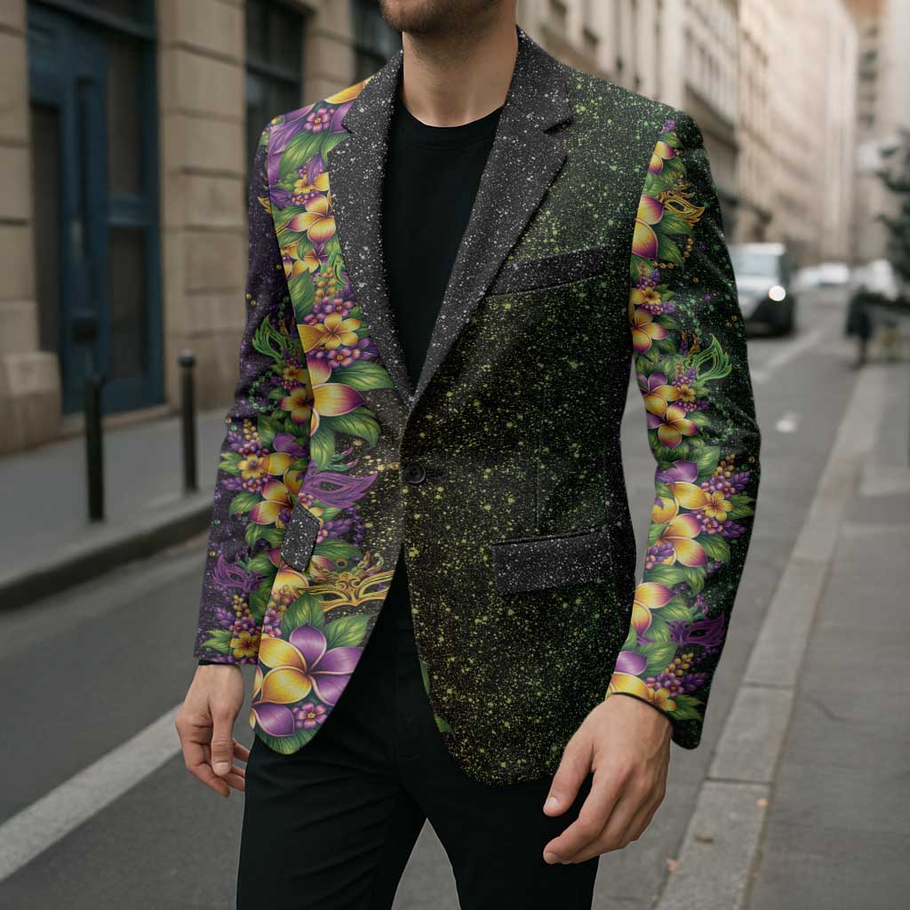 Hawaii Mardi Gras Blazer Tropical Flowers Glitter Style