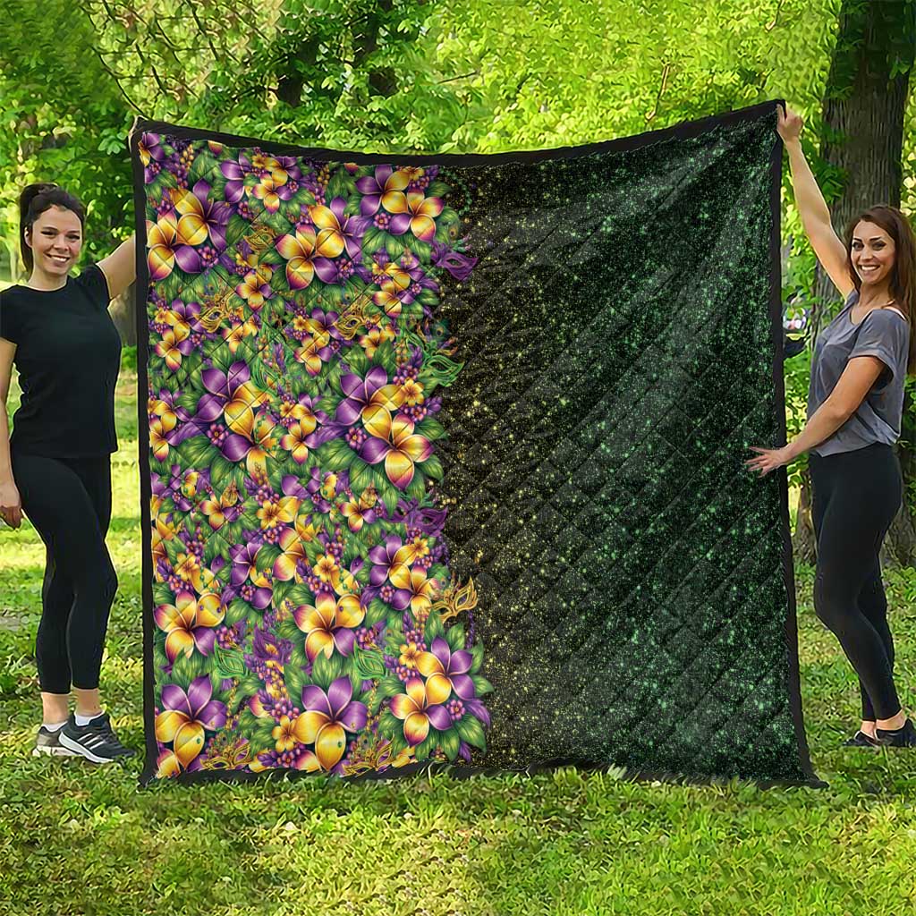 Hawaii Mardi Gras Quilt Tropical Flowers Glitter Style