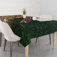 Hawaii Mardi Gras Tablecloth Tropical Flowers Glitter Style